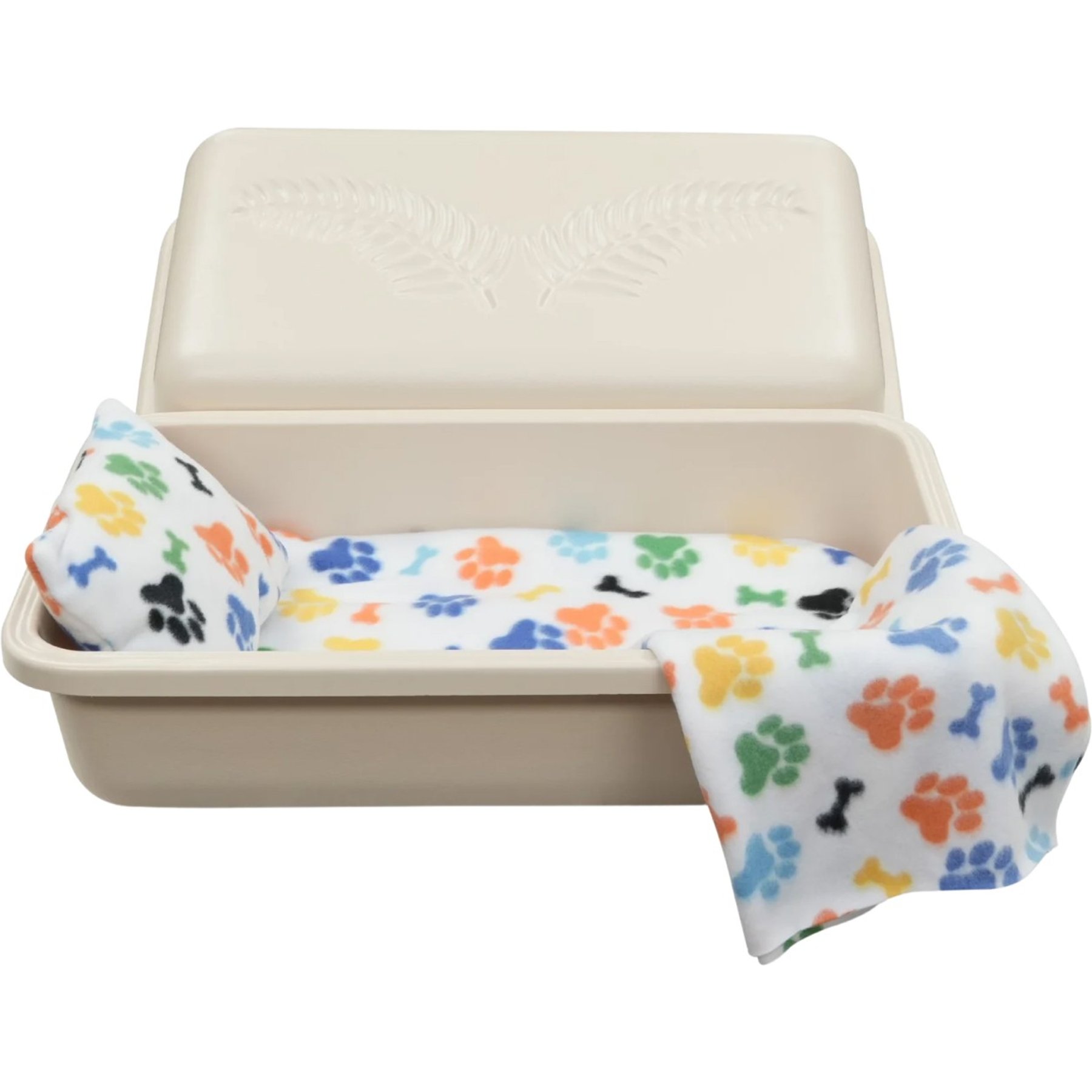 Titan Casket Standard Pet Casket, Almond, Rainbow Paw Print, Small