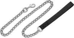 Titan Nylon Handle Chain Dog Leash, Black, 2-ft long, 4-mm wide