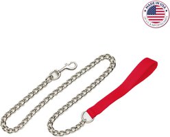 Titan Nylon Handle Chain Dog Leash, Red, 4-ft long, 4-mm wide