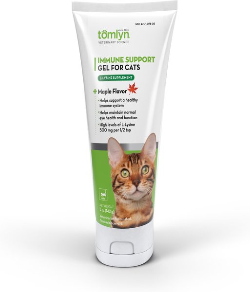 Tomlyn Immune Support L-Lysine Maple Flavor Gel Immune Supplement for Cats, 5-oz tube