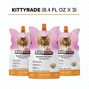 KittyRade Isotonic Drink Chicken Flavored Liquid Digestive Supplement for Cats, 250-ml pouch, pack of 3