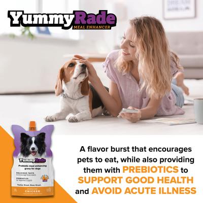Show full view: DoggyRade YummyRade Prebiotic Gravy Meal Enhancer Digestive Supplement for Dogs, 250-mL pouch, pack of 3 slide 6 of 9