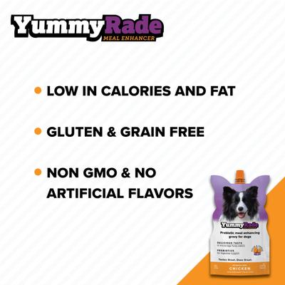Show full view: DoggyRade YummyRade Prebiotic Gravy Meal Enhancer Digestive Supplement for Dogs, 250-mL pouch, pack of 3 slide 7 of 9