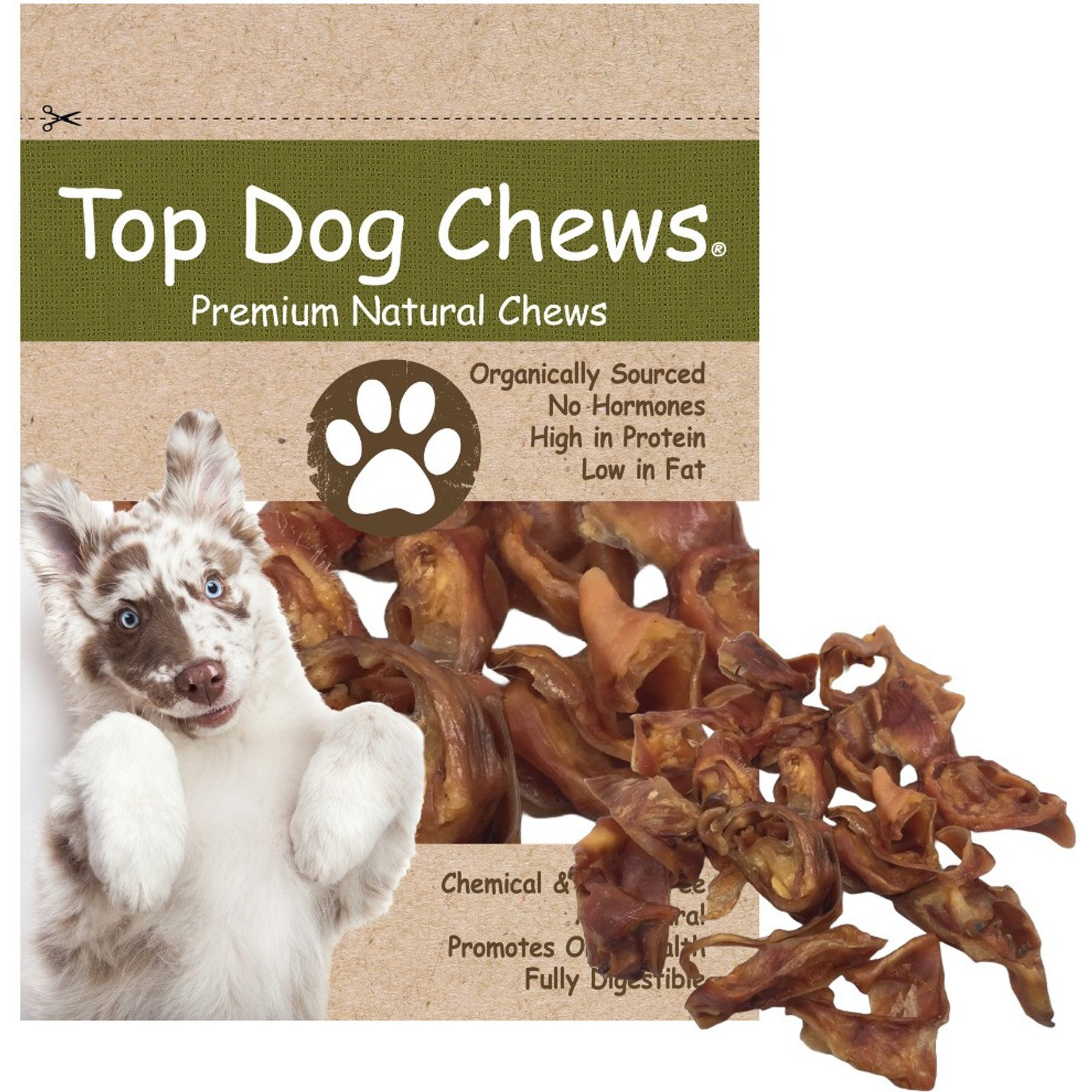 Top Dog Chews 3-in Pig Ear Slivers Dog Natural Chew Treats, 1-lb bag