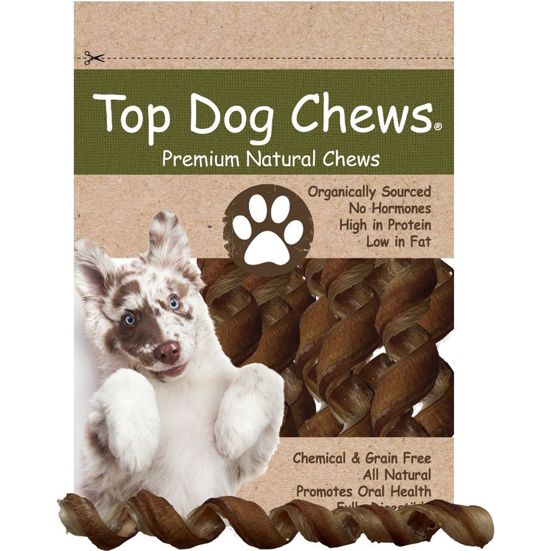 Top Dog Chews 8-10" Bully Stick Thick Spirals Dog Treats, 20 count