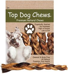 Top Dog Chews Braided Bully Sticks Dog Treats, 12-in, case of 5