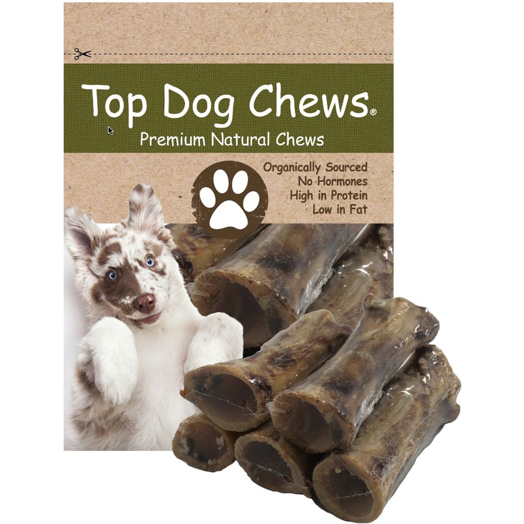 Top Dog Chews Premium All Natural Chews Meaty Femur Center Cut Bones Grain-Free Dog Treats, 5 count
