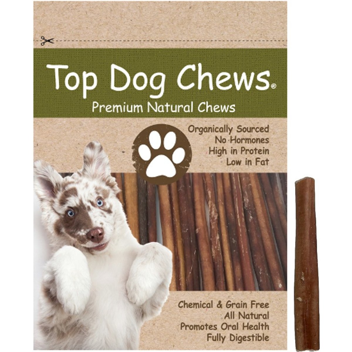 Top Dog Chews Standard 6-in Beef Bully Sticks Dog Treats, 6 count