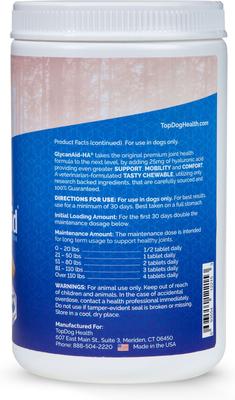 Show full view: TopDog Health GlycanAid HA Factor Hip & Joint Chewables Dog Supplement, 150 count slide 5 of 12