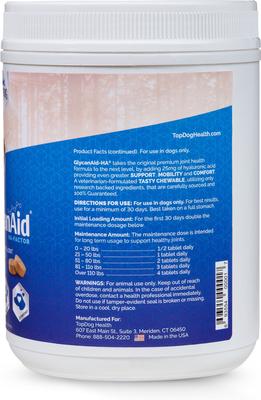 Show full view: TopDog Health GlycanAid HA Factor Hip & Joint Chewables Dog Supplement, 300 count slide 5 of 12