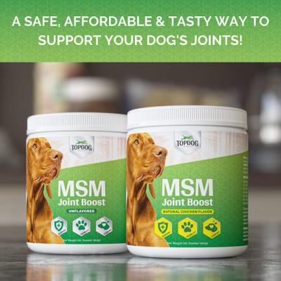 Show full view: TopDog Health MSM Joint Boost Unflavored Powder Dog Supplement, 1-lb jar slide 5 of 9