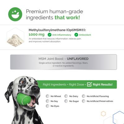 Show full view: TopDog Health MSM Joint Boost Unflavored Powder Dog Supplement, 1-lb jar slide 6 of 9