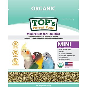 TOP's Parrot Food Organic Mini Pellets Bird Food, 1-lb bag