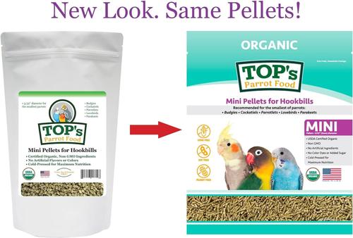 Show full view: TOP's Parrot Food Organic Mini Pellets Bird Food, 1-lb bag slide 7 of 9