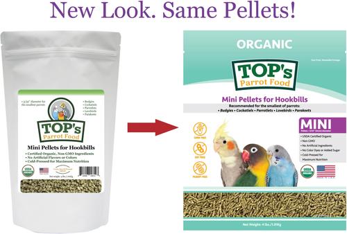 Show full view: TOP's Parrot Food Organic Mini Pellets Bird Food, 4-lb bag slide 3 of 9