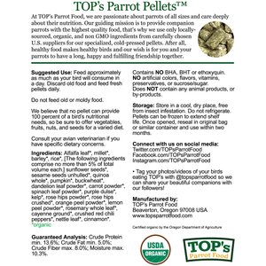 TOP's Parrot Food Organic Mini Pellets Bird Food, 4-lb bag