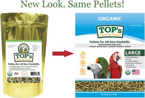 Show full view: TOP's Parrot Food Organic Pellets Bird Food, 4-lb bag slide 3 of 9