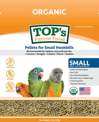 Show full view: TOP's Parrot Food Organic Small Pellets Bird Food, 1-lb bag slide 1 of 8