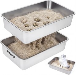 Topyangs Open Top Sifting Stainless Steel Cat Litter Box, X-Large