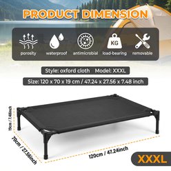 Topyangs Oxford Fabric Indoor & Outdoor Water-Resistant Elevated Dog Bed, Black, XXX-Large slide 2 of 8