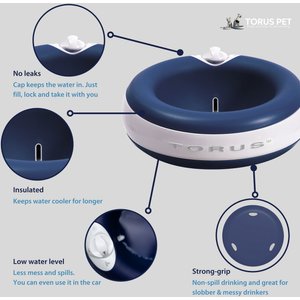 Torus Pet Filtered Dog & Cat Water Bowl, Blue, 68-oz