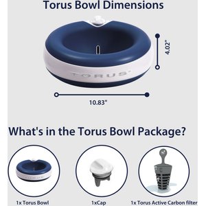 Torus Pet Filtered Dog & Cat Water Bowl, Blue, 68-oz