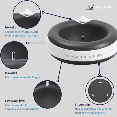Show full view: Torus Pet Filtered Dog & Cat Water Bowl, Charcoal, 68-oz slide 5 of 12
