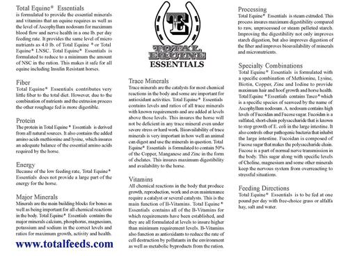 Show full view: Total Feeds Total Equine Essentials Horse Feed, 30-lb bag slide 4 of 6