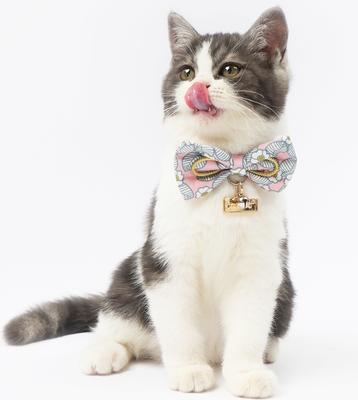Show full view: Touchcat Floral Polyester Cat Collar with Bow, Pink, Large: 7.87 to 11.81-in neck, 0.39-in wide slide 2 of 7