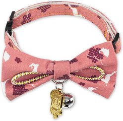 Touchcat Glampurr Elegant Cotton Cat Collar with Bowtie & Bell, Pink