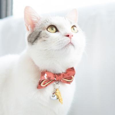 Show full view: Touchcat Glampurr Elegant Cotton Cat Collar with Bowtie & Bell, Pink slide 3 of 4