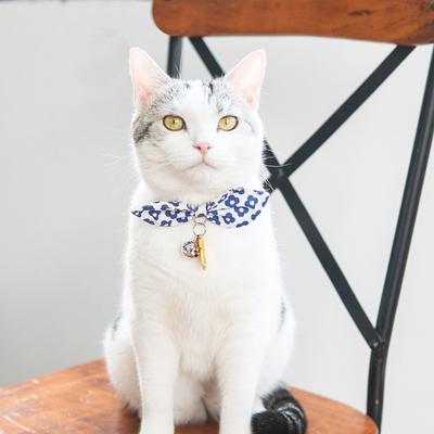 Show full view: Touchcat Miss-Daisy Cotton Cat Collar with Bowtie & Bell, Navy slide 3 of 4