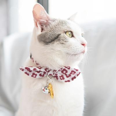 Show full view: Touchcat Miss-Daisy Cotton Cat Collar with Bowtie & Bell, Red slide 3 of 4