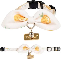Touchcat Pineapple Polyester Cat Collar with Bow, Yellow, Large: 7.87 to 11.81-in neck, 0.39-in wide