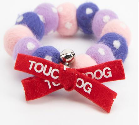 Show full view: Touchcat Pom-Pom Felt Cat Collar with Bell, Pink/Purple, Small slide 5 of 6
