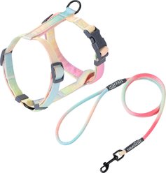 Touchcat Rainbow Cat Harness & Leash, 47.24-in long, 0.59-in wide, Medium: 12.59 to 18.44-in chest