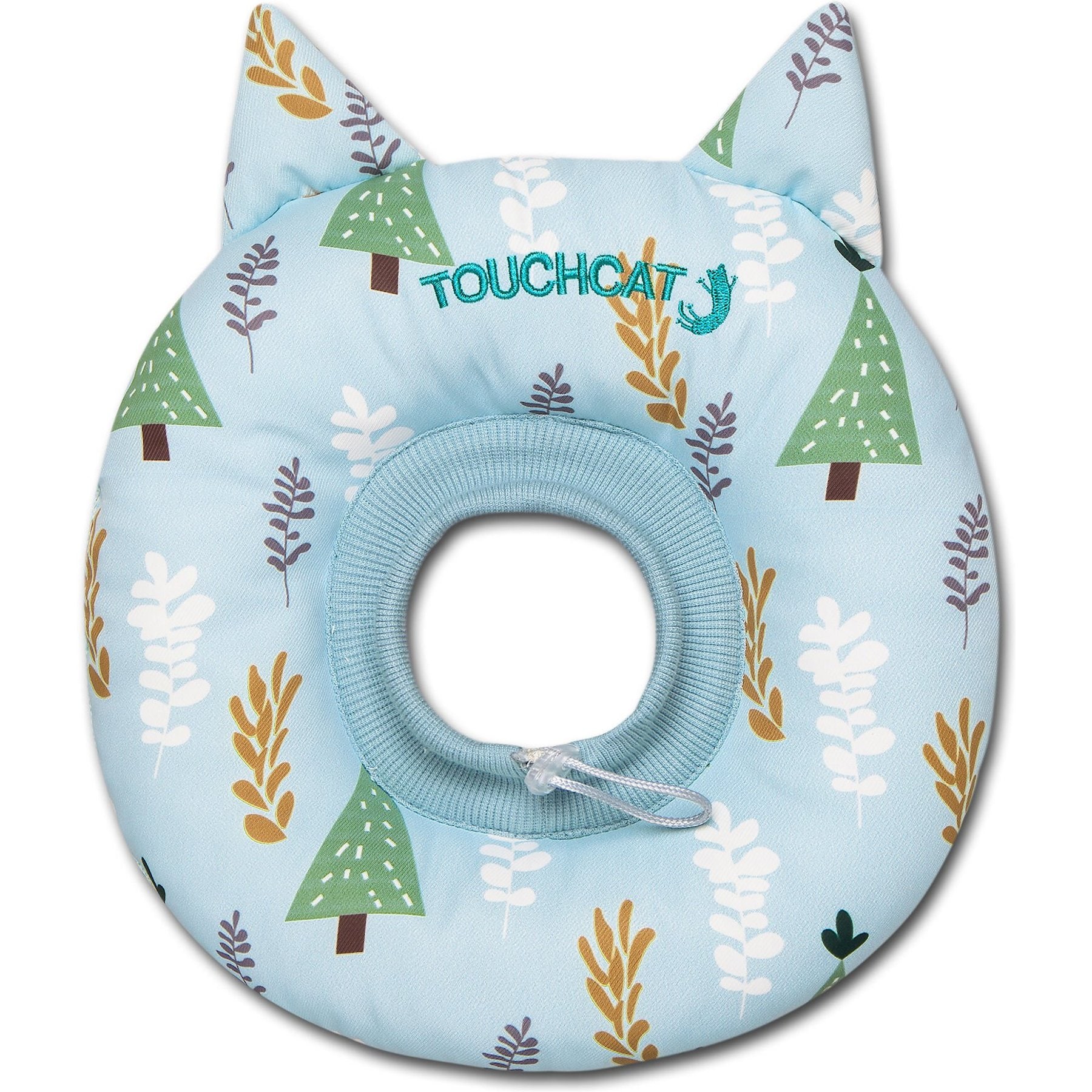 Touchcat Ringlet Licking & Scratching Adjustable Pillow Cat Neck Protector, Blue, Medium