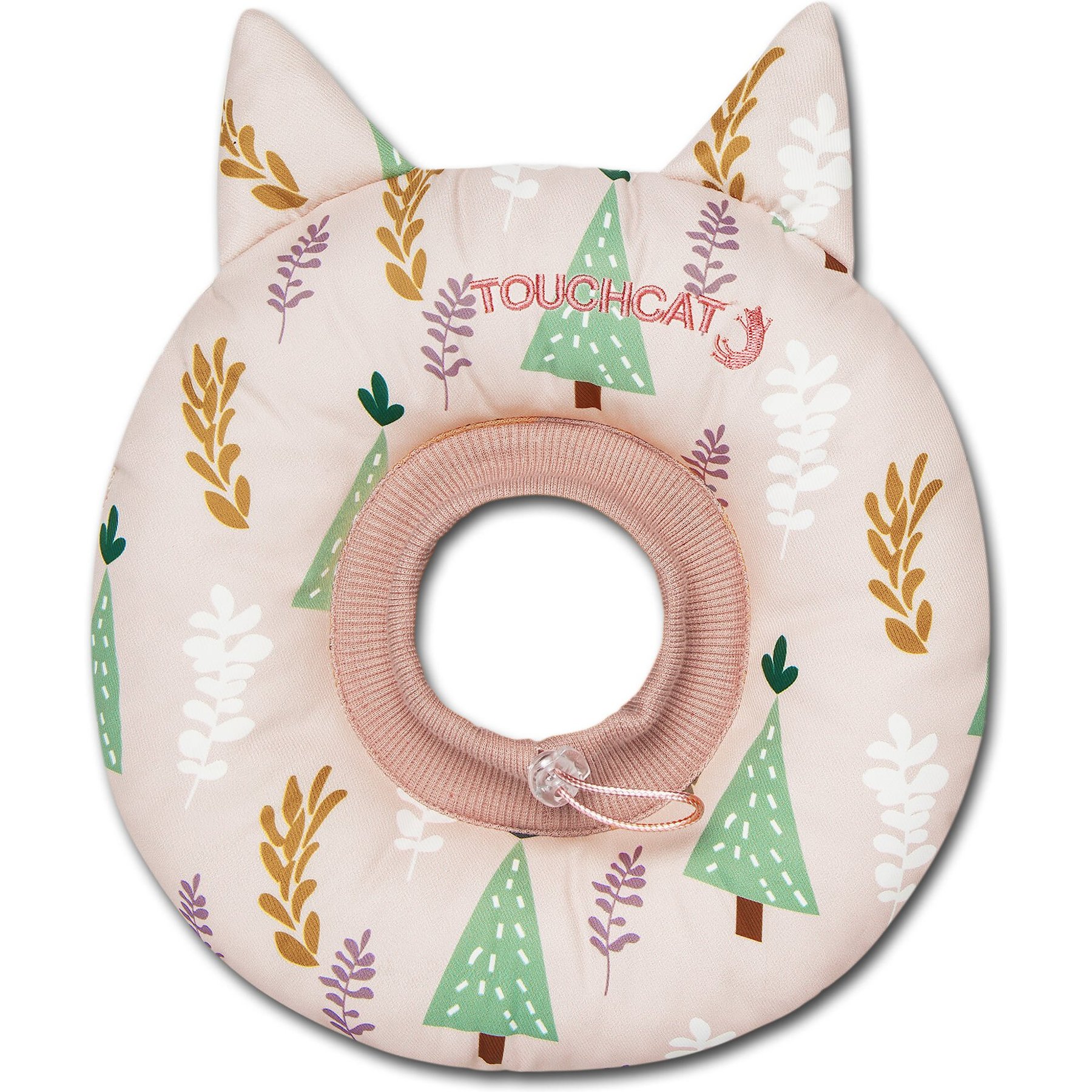 Touchcat Ringlet Licking & Scratching Adjustable Pillow Cat Neck Protector, Pink, Medium