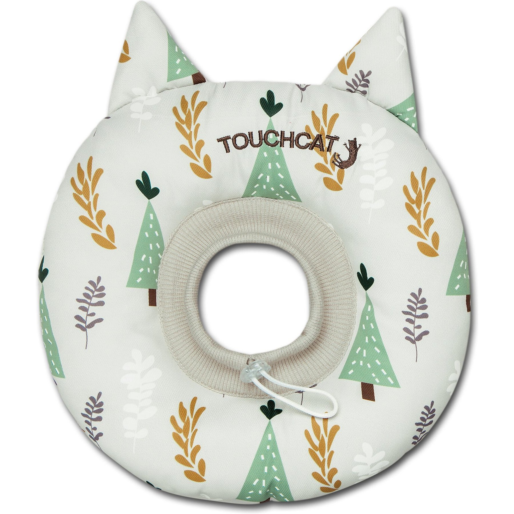 Touchcat Ringlet Licking & Scratching Adjustable Pillow Cat Neck Protector, White, Medium