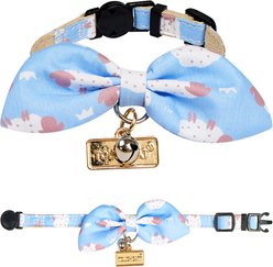 Touchcat Shepherd Polyester Cat Collar with Bow, Blue, Small: 5.9 to 9-in neck, 0.39-in wide
