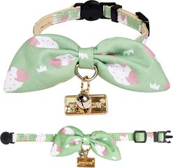 Touchcat Shepherd Polyester Cat Collar with Bow, Green, Small: 5.9 to 9-in neck, 0.39-in wide