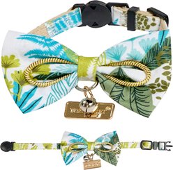 Touchcat Tropical Polyester Cat Collar with Bow, Large: 7.87 to 11.81-in neck, 0.39-in wide