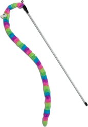 Touchcat Worm-Tail Designer Wand Teaser Cat Toy, Rainbow