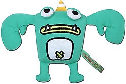 Touchdog Cartoon Crabby Tooth Monster Plush Dog Toy, Green