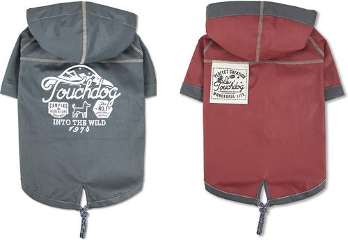 Show full view: Touchdog Cloudburst Waterproof Reversible Dog & Cat Raincoat, Grey, Small slide 2 of 6