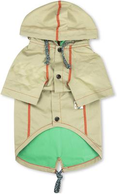 Show full view: Touchdog Cloudburst Waterproof Reversible Dog & Cat Raincoat, Khaki, X-Large slide 3 of 6
