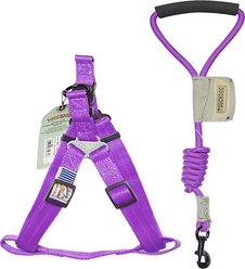 Touchdog Faded-Barker Adjustable Dog Harness & Leash, Purple, Small: 19-in chest