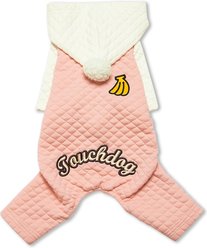 Touchdog Fashion Designer Full Body Quilted Hooded Dog Sweater, Pink/White, Medium