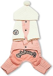 Touchdog Fashion Designer Full Body Quilted Hooded Dog Sweater, Pink/White, Small slide 2 of 3