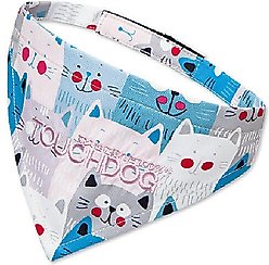 Touchdog Head-Popper Fashion Designer Printed Velcro Dog Bandana, Blue / White, Medium